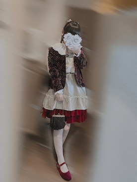 「白タイツ」｜「アイテム（スカート）」を使った、はむすけさん（レディース・148cm）の春コーディネート