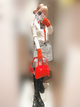 「アイテム（デニムスカート、グレー系）」を使った、はむすけさん（レディース・148cm）の秋コーディネート