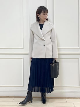 「アイテム（ステンカラーコート）」を使った、Rieさん（レディース・156cm・40代）の秋コーディネート