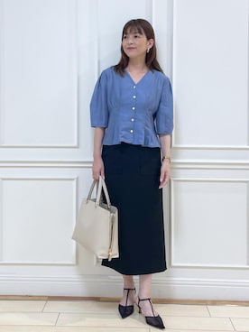 「アイテム（パンプス）」を使った、Rieさん（レディース・156cm）の夏コーディネート