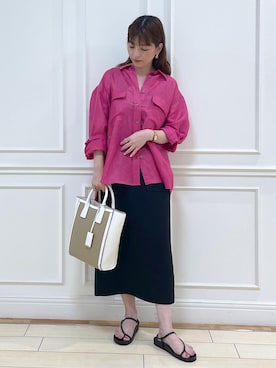 「アイテム（スカート、ブラック系）」を使った、Rieさん（レディース・156cm）の夏コーディネート