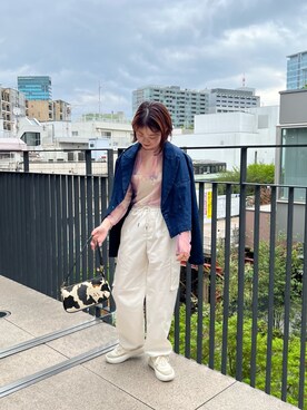 「GUコーデ」｜「アイテム（デニムジャケット）」を使った、matsuringooさん（レディース・155cm）の春コーディネート