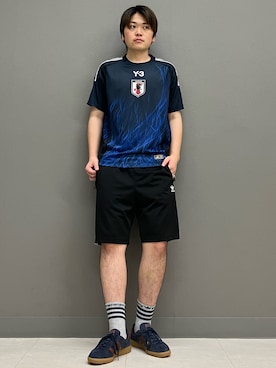 「adidas（アディダス）のサッカー日本代表 2024 ホーム オーセンティック ユニフォーム（Tシャツ/カットソー、ブルー系）」を使った、TRさん（メンズ・176cm）の夏コーディネート