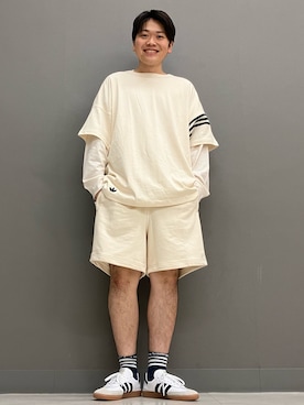「adidas（アディダス）のサンバ Decon / Samba Decon（スニーカー、ホワイト系）」を使った、TRさん（メンズ・176cm）の秋コーディネート
