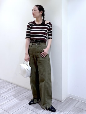 「ADAM ET ROPE'（アダムエロペ）のアイテム（デニムパンツ）」を使った、Fujimotoさん（レディース・155cm）の夏コーディネート