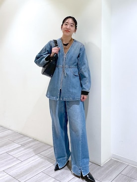 「ライトブルー」｜「アイテム（その他シューズ）」を使った、Fujimotoさん（レディース・155cm）の冬コーディネート
