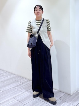 「アイテム（ベスト）」を使った、Fujimotoさん（レディース・155cm・30代）の夏コーディネート