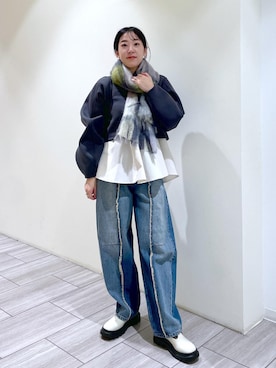 「ADAM ET ROPÉ」｜「アイテム（その他シューズ）」を使った、Fujimotoさん（レディース・155cm）の冬コーディネート