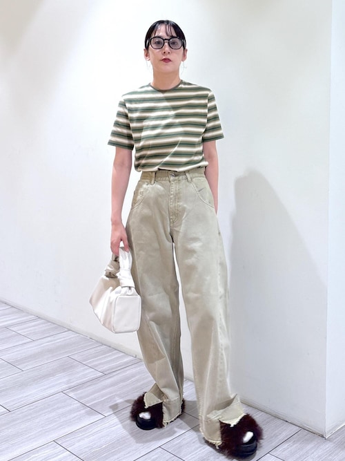 【美品】ADAM ET ROPE’ ルーズフィットアジャストデニム　ホワイト ADAM ET ROPE' ジーンズ デニム デニムパンツ 「サステナブル