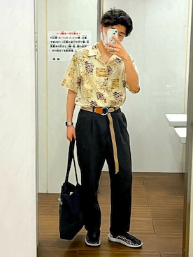 「BEAMS（ビームス）のアイテム（ベルト）」を使った、こたちゃん🐯さん（メンズ・175cm）の春コーディネート