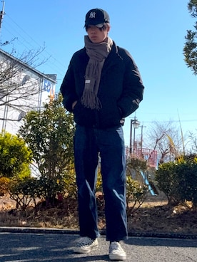 「アイテム（キャップ）」を使った、tomi🍡さん（メンズ・168cm・20代）の冬コーディネート