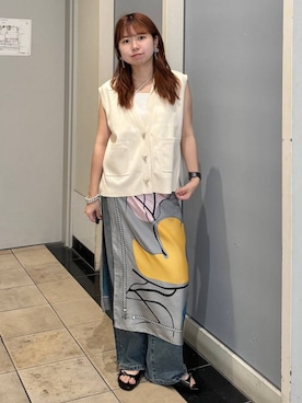 「アイテム（ストール/ショール）」を使った、たしろんさん（レディース・149cm）の夏コーディネート