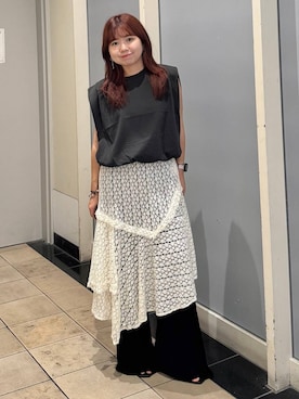 「LOWRYS FARM（ローリーズファーム）のバルーンプルオーバーフレンチスリーブ　574769（Tシャツ/カットソー）」を使った、たしろんさん（レディース・149cm）の夏コーディネート