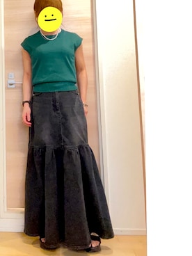 「アイテム（デニムスカート、グレー系）」を使った、たまさん（レディース・152cm）の夏コーディネート