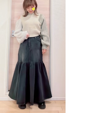 「アイテム（デニムスカート、グレー系）」を使った、たまさん（レディース・152cm）の冬コーディネート