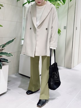 「スリット」｜「アイテム（その他アウター）」を使った、08smyさん（レディース・154cm）の春コーディネート