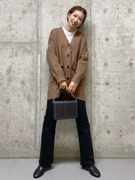 「PAGEBOY（ページボーイ）のチェーンスタッズショルダー（ショルダーバッグ）」を使った、tagochiさん（レディース・159cm）の秋コーディネート