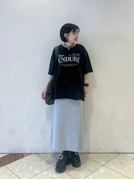 「PAGEBOY（ページボーイ）の≪S/M/Lの3サイズ展開≫ モードバックルスポサン（サンダル、ブラック系）」を使った、tagochiさん（レディース・159cm）の春コーディネート