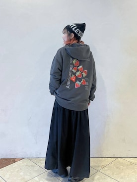 「PAGEBOY（ページボーイ）のラインフリンジティアードスカート/フリルスカート【ウエストゴム・ストレスフリー】（スカート）」を使った、tagochiさん（レディース・159cm）の秋コーディネート