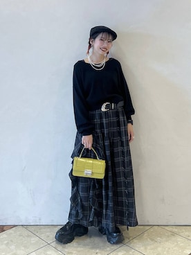 「PAGEBOY（ページボーイ）の【選べる着丈/前後2WAY/マシンウォッシャブル】マルチWAYネックプルオーバー/ニット（ニット/セーター）」を使った、tagochiさん（レディース・159cm）の秋コーディネート