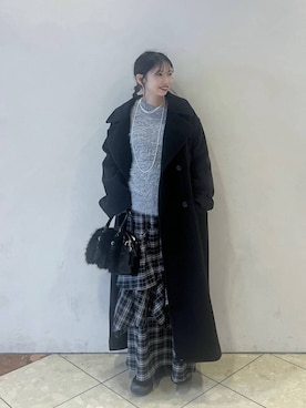 「おでかけ」｜「アイテム（チェスターコート）」を使った、tagochiさん（レディース・159cm）の冬コーディネート