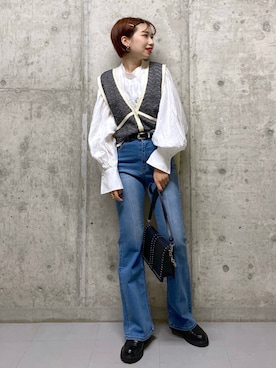 「PAGEBOY（ページボーイ）のチェーンスタッズショルダー（ショルダーバッグ）」を使った、tagochiさん（レディース・159cm）の秋コーディネート