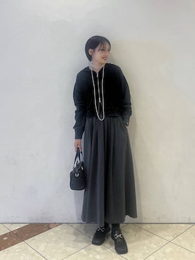 「PAGEBOY（ページボーイ）の【2WAY仕様】スタッズミニボストンバッグ（ショルダーバッグ、ブラック系）」を使った、tagochiさん（レディース・159cm）の秋コーディネート