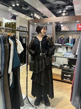 「PAGEBOY（ページボーイ）の【接触冷感/前後2WAY】クールベロア2WAYタンク（タンクトップ、ブルー系）」を使った、tagochiさん（レディース・159cm）の夏コーディネート