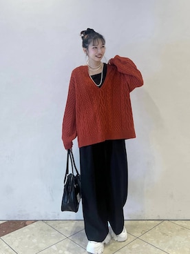 「アイテム（スラックス）」を使った、tagochiさん（レディース・159cm・30代）の秋コーディネート