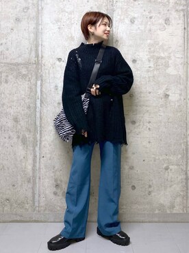 「タートルネック」｜「アイテム（タンクトップ）」を使った、tagochiさん（レディース・159cm）の秋コーディネート