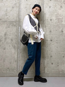 「PAGEBOY（ページボーイ）のチェーンスタッズショルダー（ショルダーバッグ）」を使った、tagochiさん（レディース・159cm）の秋コーディネート