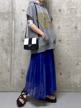 「PBLIM（ページボーイリム）の【PAGEBOYLIM】シアータートルインナー（Tシャツ/カットソー）」を使った、tagochiさん（レディース・159cm）の夏コーディネート