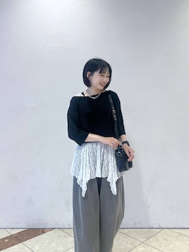 「JEANASIS（ジーナシス）の5ポケットスウェットコクーンパンツ/650280（スウェットパンツ、グレー系）」を使った、tagochiさん（レディース・159cm）の夏コーディネート