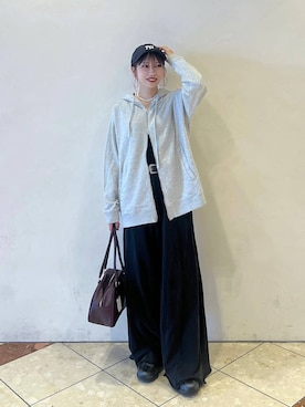 「PAGEBOY（ページボーイ）のサイドタックルーズウラケパンツ/イージーパンツ【4color・2size】（スウェットパンツ）」を使った、tagochiさん（レディース・159cm）の秋コーディネート