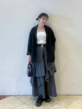 「PAGEBOY（ページボーイ）の【セットアップ対応】チェックMIXジャケット 《2サイズ展開》（テーラードジャケット）」を使った、tagochiさん（レディース・159cm）の秋コーディネート