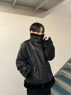 「PAGEBOY（ページボーイ）のダイバースエードスカート【セットアップ対応】（スカート、ブラック系）」を使った、tagochiさん（レディース・159cm）の秋コーディネート