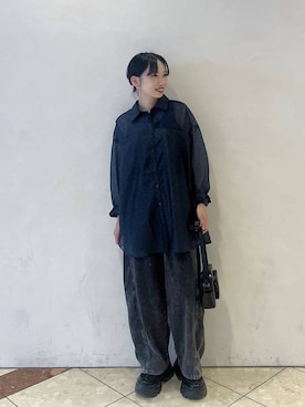 「PAGEBOY（ページボーイ）のプラットチャンキースニーカー（スニーカー、ブラック系）」を使った、tagochiさん（レディース・159cm）の夏コーディネート