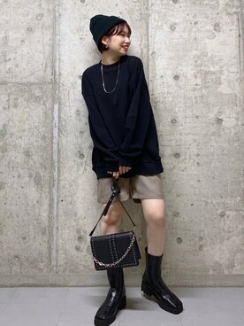 「PAGEBOY（ページボーイ）のチェーンスタッズショルダー（ショルダーバッグ）」を使った、tagochiさん（レディース・159cm）の秋コーディネート