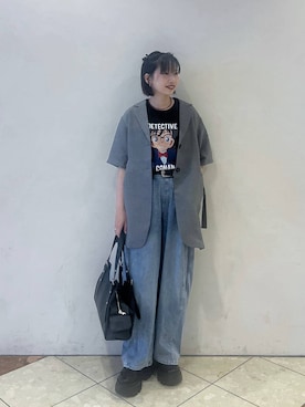 「PAGEBOY（ページボーイ）のプラットチャンキースニーカー（スニーカー、ブラック系）」を使った、tagochiさん（レディース・159cm）の春コーディネート