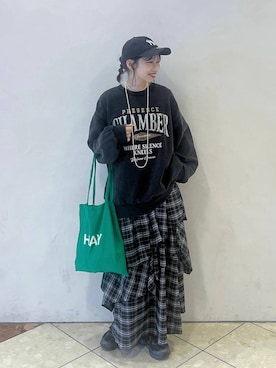 「おでかけ」｜「アイテム（スウェット）」を使った、tagochiさん（レディース・159cm）の冬コーディネート