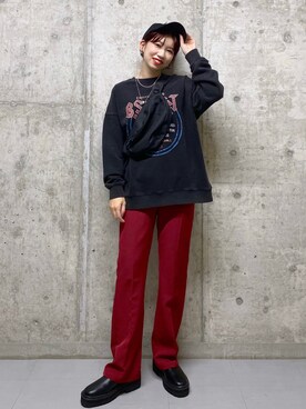 「PBLIM（ページボーイリム）の【PAGEBOYLIM】ロックジャケットスウェット（スウェット）」を使った、tagochiさん（レディース・159cm）の秋コーディネート