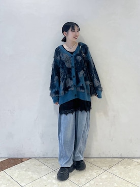 「PAGEBOY（ページボーイ）のレースアップソックスブーツ（ブーツ、ブラック系）」を使った、tagochiさん（レディース・159cm）の夏コーディネート