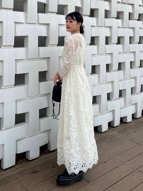 UND CHEMICAL LACE FLARE DRESS 結婚式 卒業式