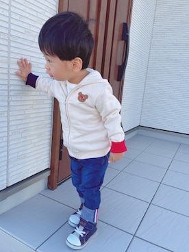 「アイテム（パーカー）」を使った、asahiさん（キッズ・90cm）の秋コーディネート