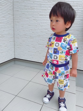 「DOUBLE_B（ダブルビー）のアイテム（トップス）」を使った、asahiさん（キッズ・90cm）の夏コーディネート