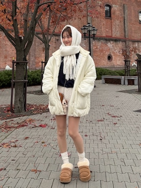 「アイテム（マフラー）」を使った、ゆづきさん（レディース・160cm）の冬コーディネート