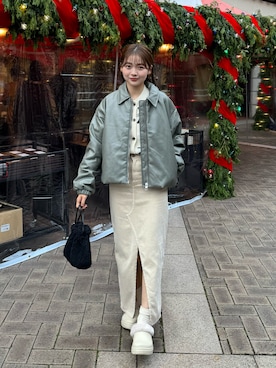 「DHOLIC（ディーホリック）のアイテム（カーディガン/ボレロ）」を使った、ゆづきさん（レディース・160cm）の秋コーディネート