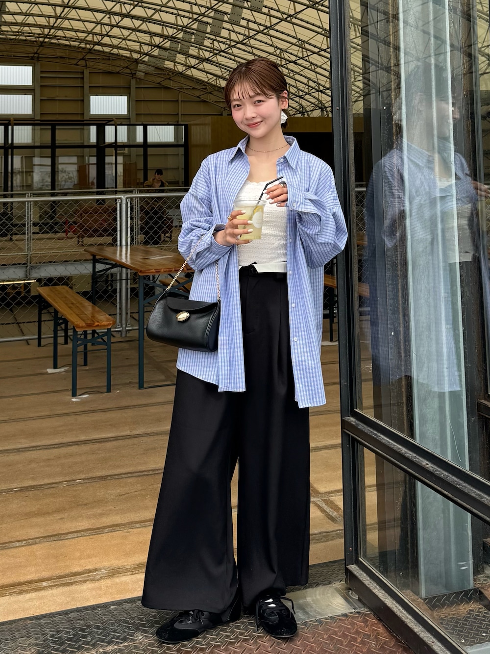 MARY QUANT×PUBLUXマリークワント ロゴ刺繍ビッグシャツ　イエロー PUBLUX ブラウス シャツ MARY QUANT × PUBLUX/マリークワント