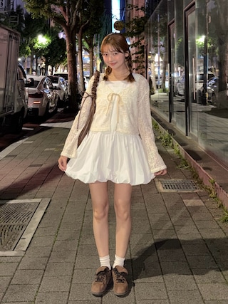 「REMOON(リムーン)のレースカーディガン(カーディガン/ボレロ)」を使った、ゆづきさん(レディース・160cm)の春コーディネート