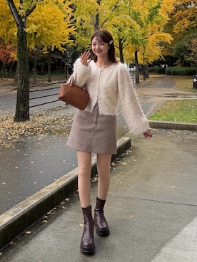 「アイテム（バレッタ/ヘアクリップ）」を使った、ゆづきさん（レディース・160cm）の冬コーディネート